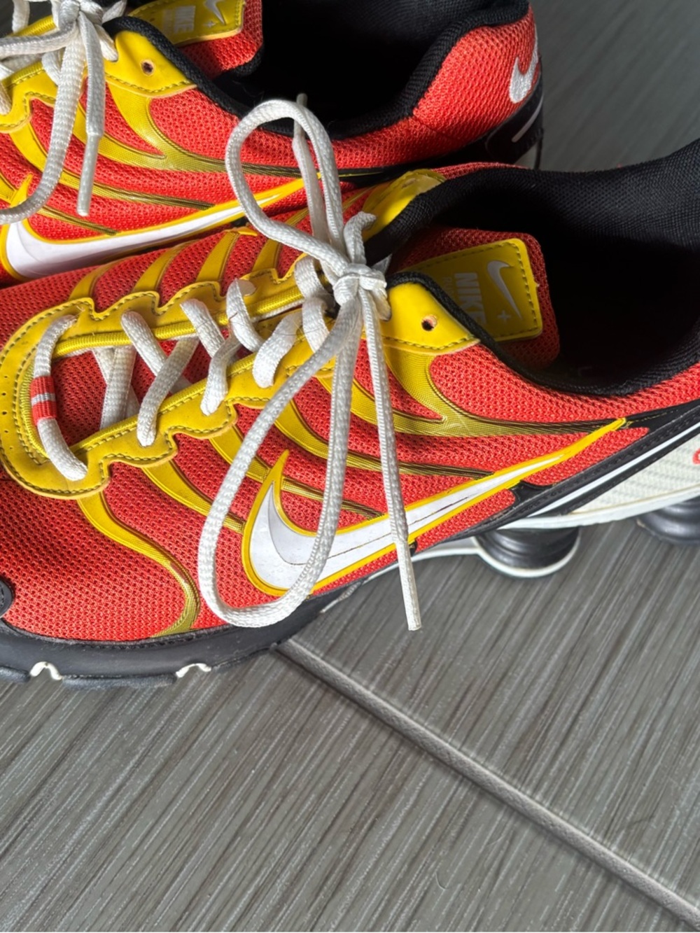 Nike Shox Athletic Sneakers - Red, Yellow & White